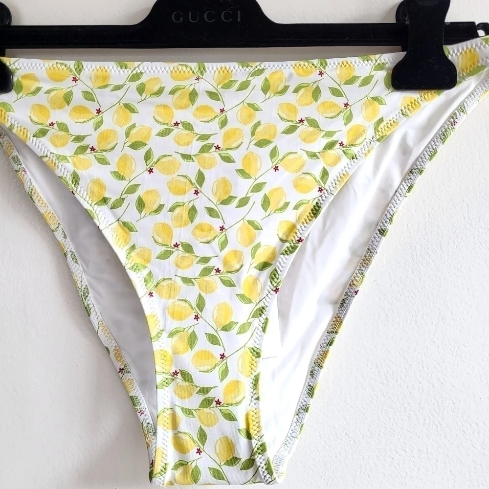 New Solid & Striped The Tati High Waisted Lemon Print Swim Bikini Bottoms NWT XL